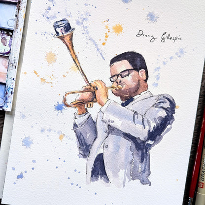 Dizzy Gillespie | Jazz Trumpet | Watercolor Print