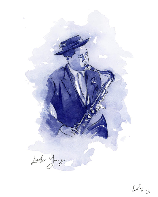 Lester Young | Saxophone | Watercolor Print