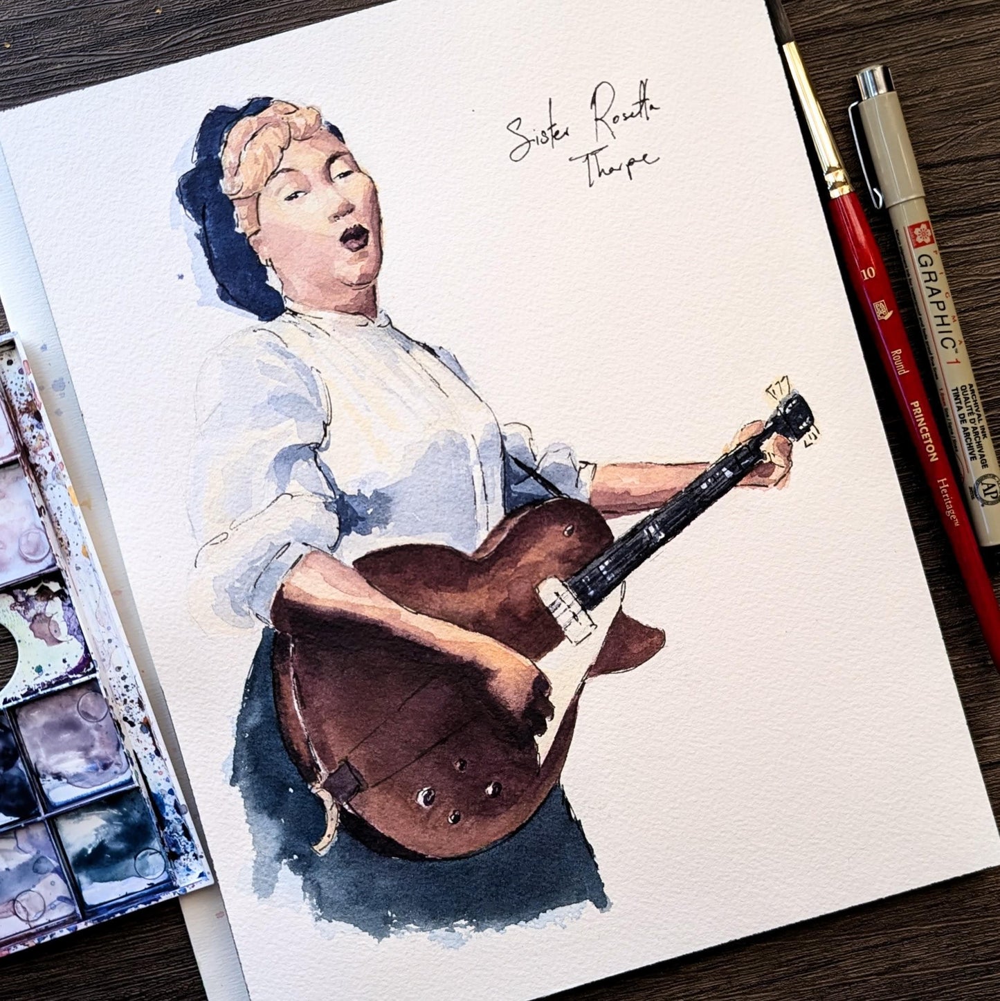 Sister Rosetta Tharpe | Guitar | Watercolor Print