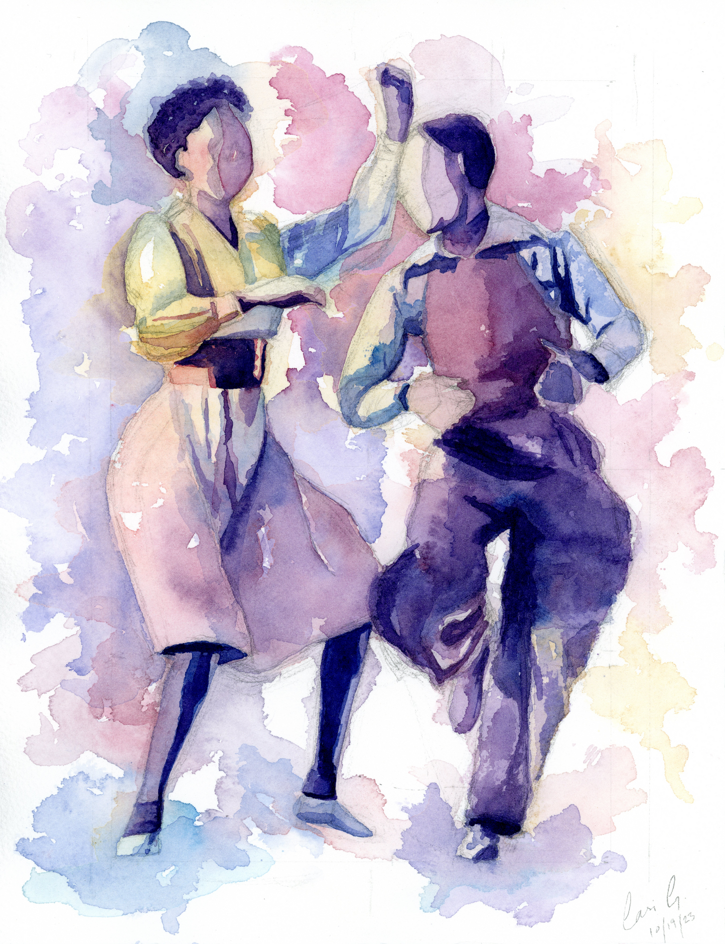 Leon James and Willa Mae Ricker Dance in Pastel  | Original Painting